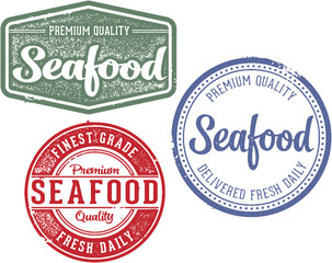 Obraz premium Seafood Restaurant Menu Design Stamps