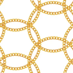 Muurstickers Glamour stijl Gouden ketting sieraden naadloze patroon achtergrond. vectorillustratie