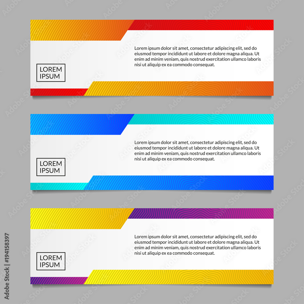 Poster banner design template set. modern horizontal business background layout or header. vector illustrat