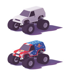 Vector low poly monster truck © Taras Livyy