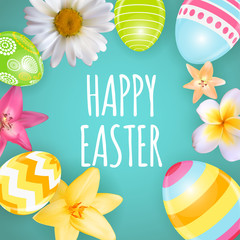 Happy Easter Cute Background with Eggs. Vector Illustration