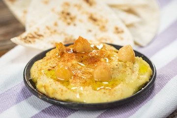 Homemade hummus with chickpeas