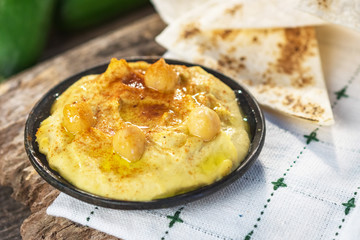 Homemade hummus with chickpeas