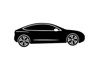 Fototapeta na wymiar Electric modern car. Vector black illustration on white background