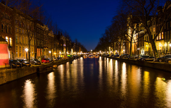 Night Amsterdam canal