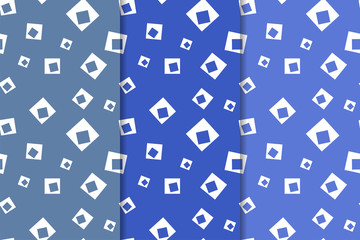 Fototapeta na wymiar Set of geometric ornaments. Blue seamless patterns