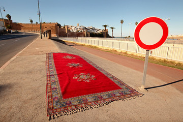 Morocco carpet on the street