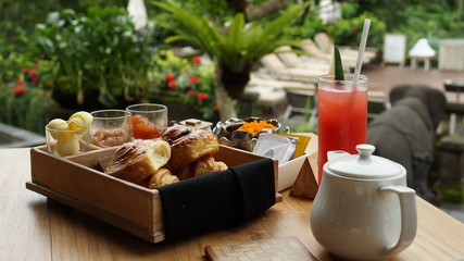 American breakfast in a restaurant