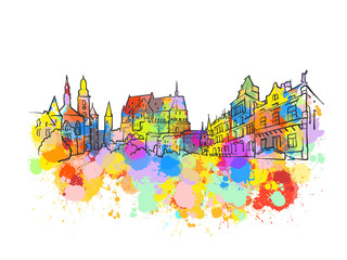 Luxembourg Colorful Landmark Banner