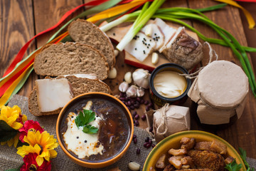 dinner on a wooden table
