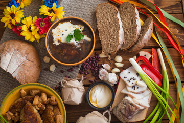 dinner on a wooden table