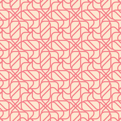 Geometric ornament. Red and beige seamless pattern