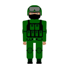 the special forces character in a green