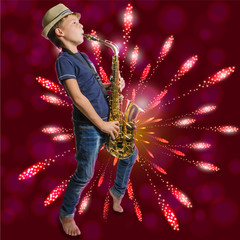 teenager playing saxophone