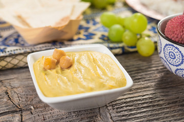 Homemade hummus with chickpeas