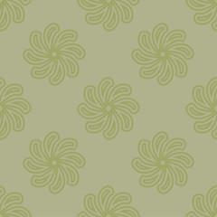 Fototapeta na wymiar Olive green floral design. Seamless pattern