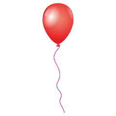 Flying black balloon isolated on white background, illustration