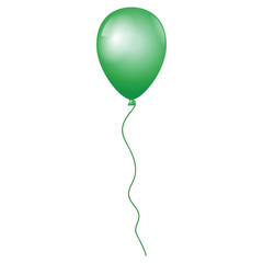 Flying green balloon isolated on white background, illustration