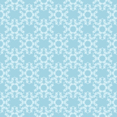 White floral seamless pattern on blue background