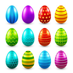 Easter eggs colored set. Spring. Holidays in April. Gift. Seasonal celebration.Egg hunt. Sunday.Food.