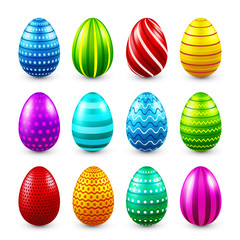 Easter eggs colored set. Spring. Holidays in April. Gift. Seasonal celebration.Egg hunt. Sunday.Food.