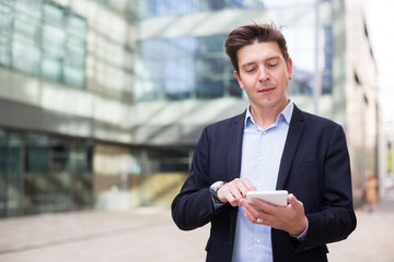 Professional man working at electonic device