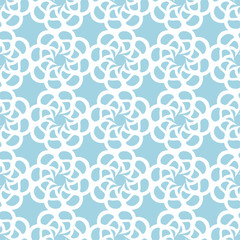 White floral seamless pattern on blue background
