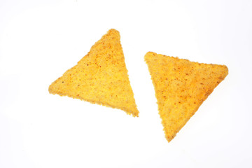 Fototapeta premium Corn tortilla nachos snack on a white background