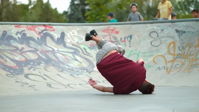 Man doing breakdance moves, slow motion