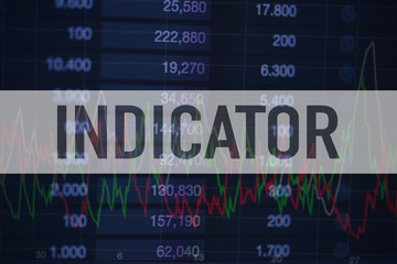 Obraz premium Background of numbers and trading charts with the word Indicator written above. Economy.