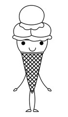 delicious ice cream kawaii character vector illustration design