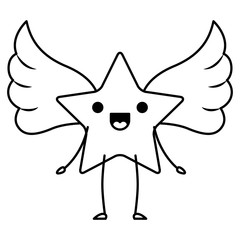 cute star with wings kawaii character vector illustration design