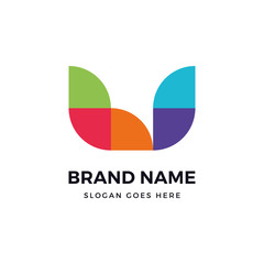 W letter colors logo design