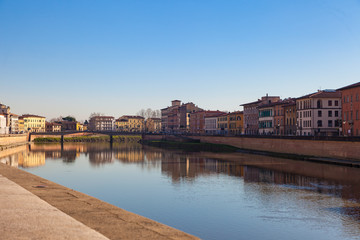 Obraz premium View of Arno river, Pisa, Tuscany, Italy, Europe