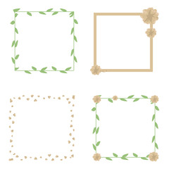 Delicate pastel flowers light pink floral wedding square frame