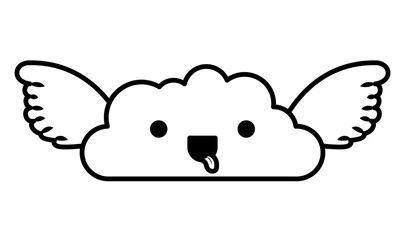 cute cloud with wings kawaii character vector illustration design