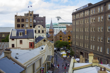 Sydney street and buildings, aerial view