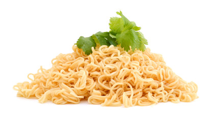 Egg noodles, isolated on white background.