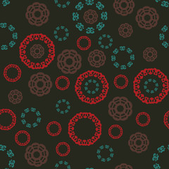 Seamless multicolor pattern with tibetian mandalas. Islamic, Arabic, Persian motifs. Kaleidoscope elements. Fabric, wallpaper or wrap print