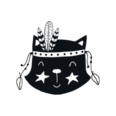 Cute hand drawn nursery poster with animal character in scandinavian style.