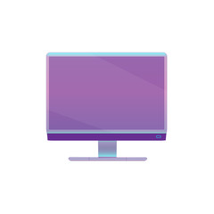 Modern purple, ultraviolet flat screen computer monitor Isolated on White Background. Vector Illustration. Computer display.