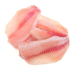 Tilapia fillets red isolated on white background