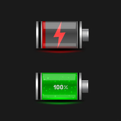 discharged and charged battery icon