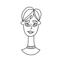 Woman lady line doodle avatar vector illustration