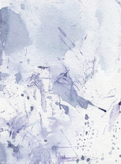 Colorful abstract watercolor art hand-painted background, splatter with splashes, stains, ink, light violet colour