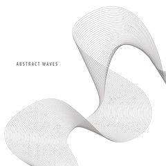 Abstract wave element for design. Stylized line art background. Vector illustration. Curved wavy line, smooth stripes.