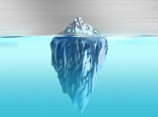 Silver and blue- big iceberg on deep ocean