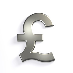 Silver Pound Symbol. 3D Render Illustration