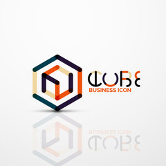 Cube idea concept logo, line