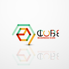 Cube idea concept logo, line